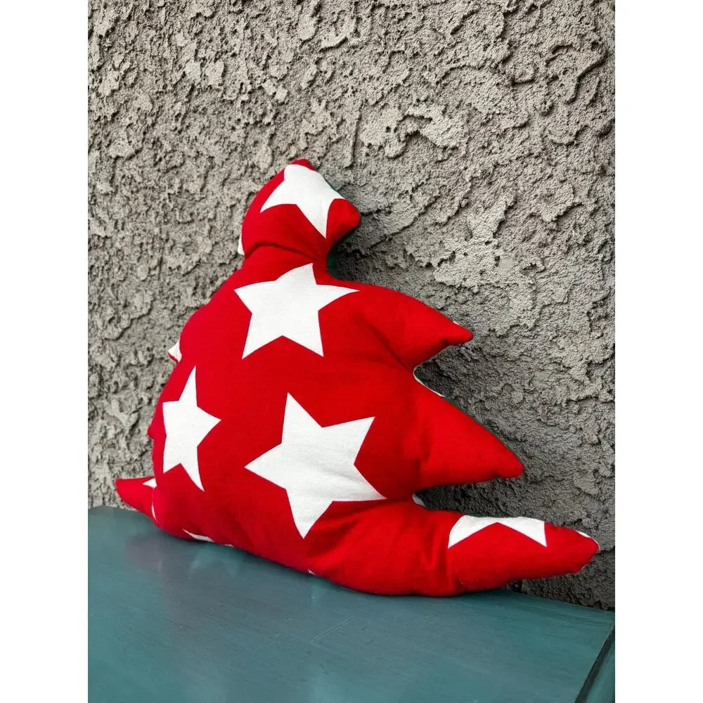 Handmade Tree Shaped Throw Pillow: Red and Green Holiday Home Decor